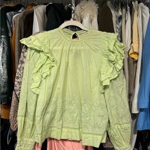 Ulla Johnson Light Green Ruffled Blouse